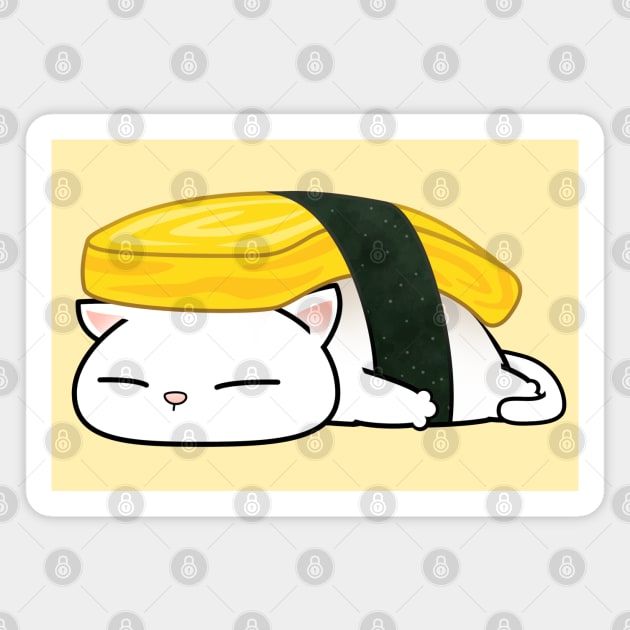 Chubby Cat Tamago Sushi Magnet by Takeda_Art